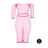 Ouch! Glow Bustier et Robe Filet Épaules dénudées Rose Fluo